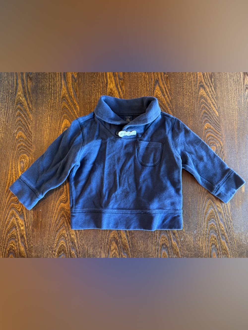 GAP Navy Shawl Collar Shirt with Toggle Detail